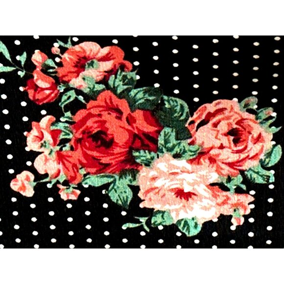 ABN Floral Pencil Skirt M Black White Dot High Waist Stretchy Retro Made USA - Picture 7 of 11